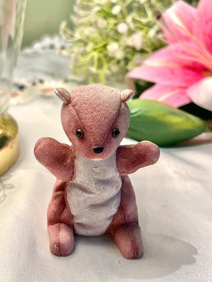Vintage Pink Woodland Animal Figurine 8 cm