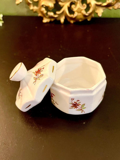 Vintage Floral Ceramic Trinket Box with Lid