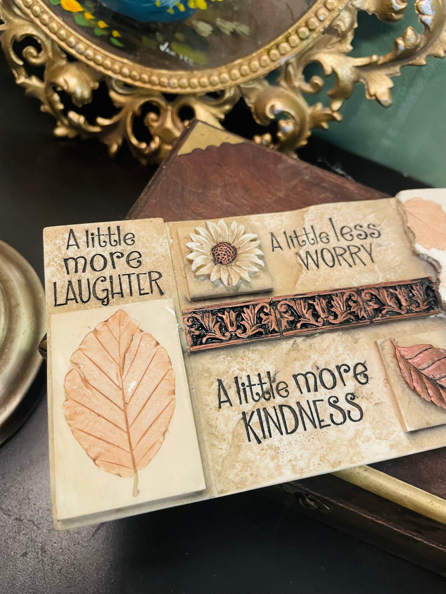 Inspirational Quote Wall Plaque Rustic Kindness Laughter Decor