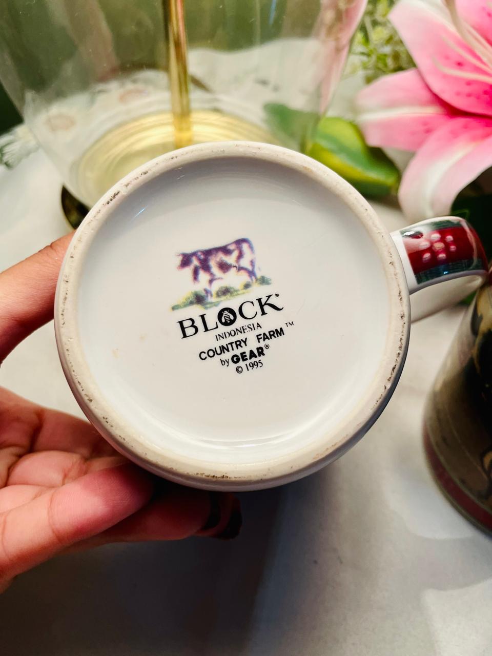 Block Country Farm Cow 2-Piece Mug Set Approx. 10 cm
