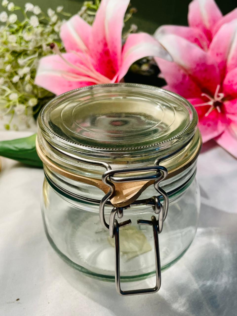 Vintage Clear Crystal Clip-Top Storage Jar 4 in