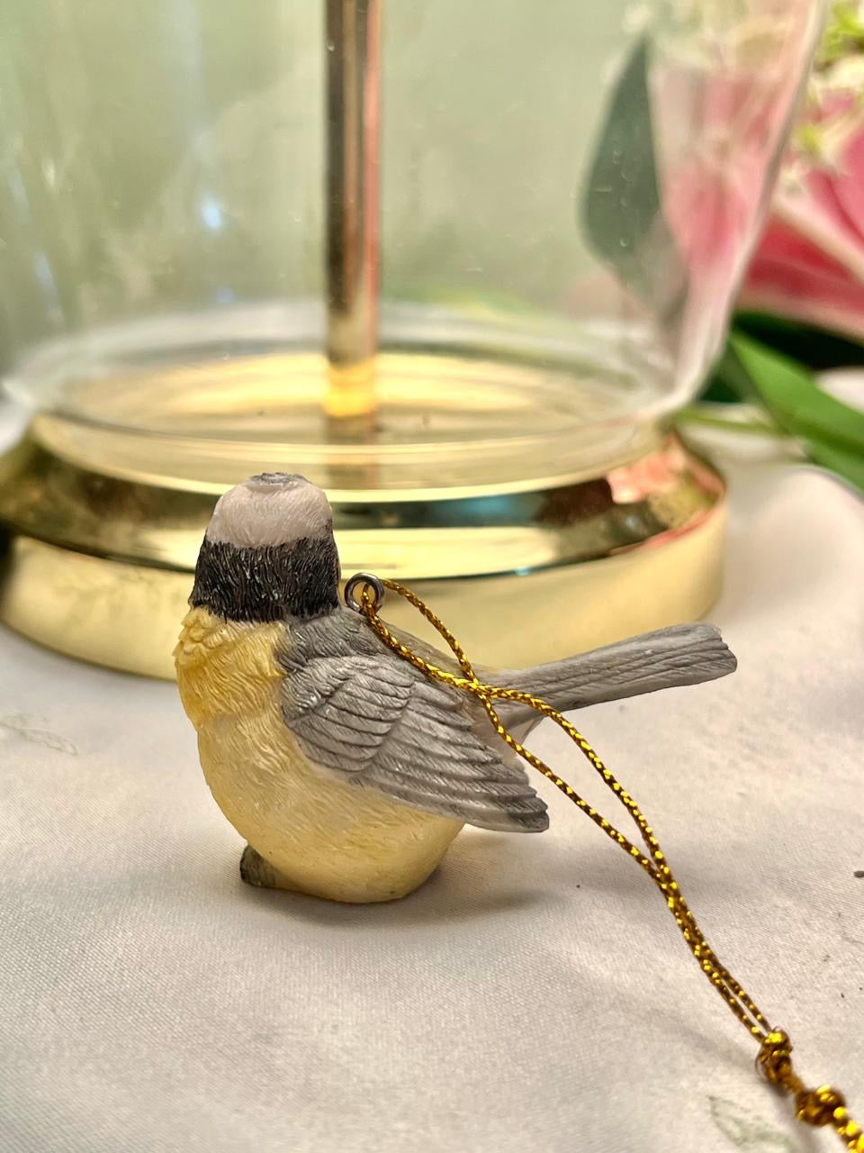 Grey Yellow Bird Hanging Figurine 4.5cm - 1 Piece