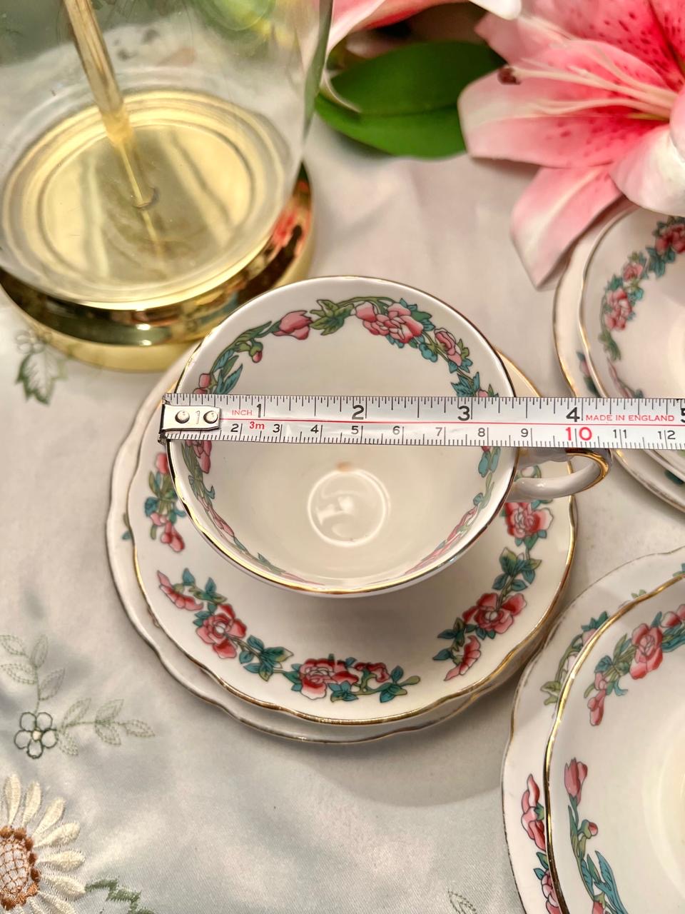 Argyle Bone China 9-Piece Floral Tea Set Made in England