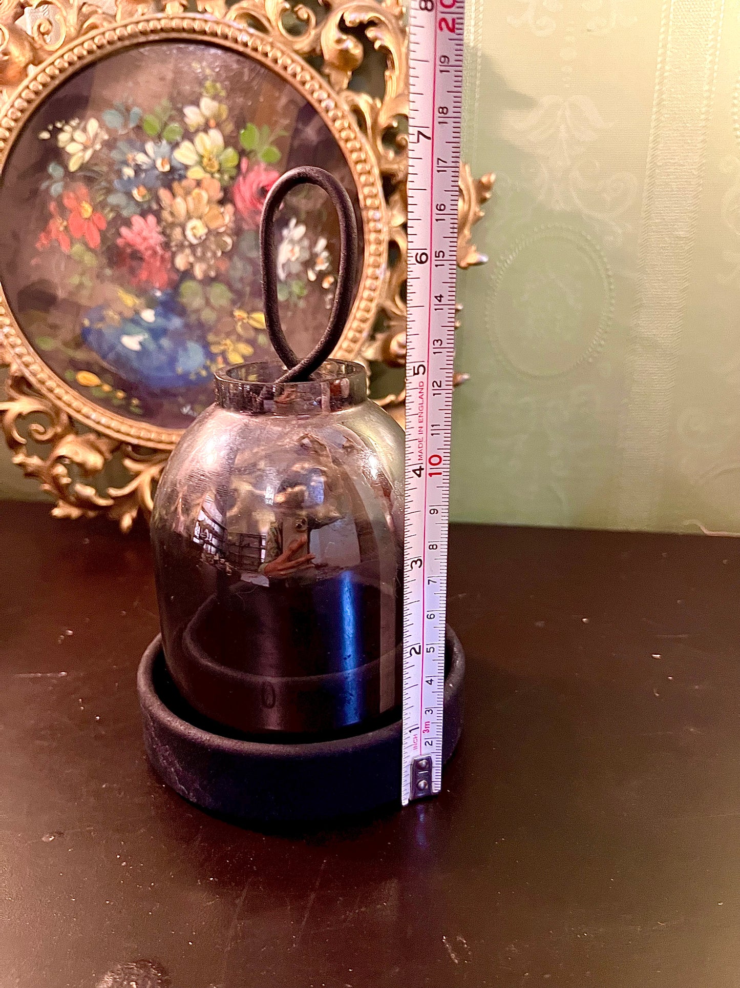 Black Metal & Smoked Glass Hanging Tealight Lantern