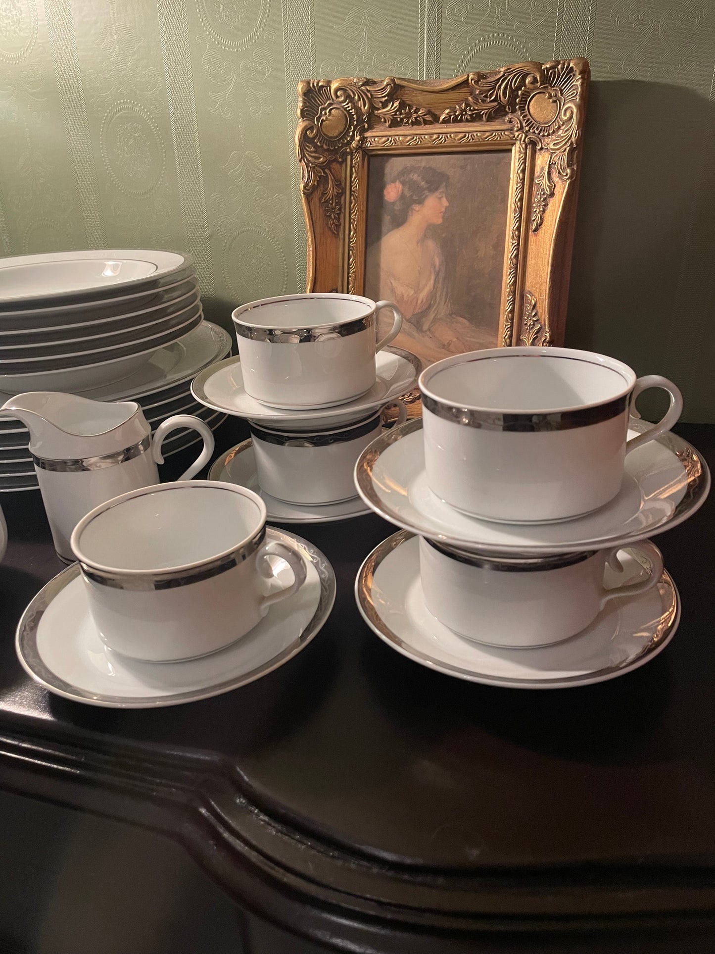 Marks & Spencer Home Platinum Dinnerware Set – 30 Pieces – White Fine China with Platinum Trim