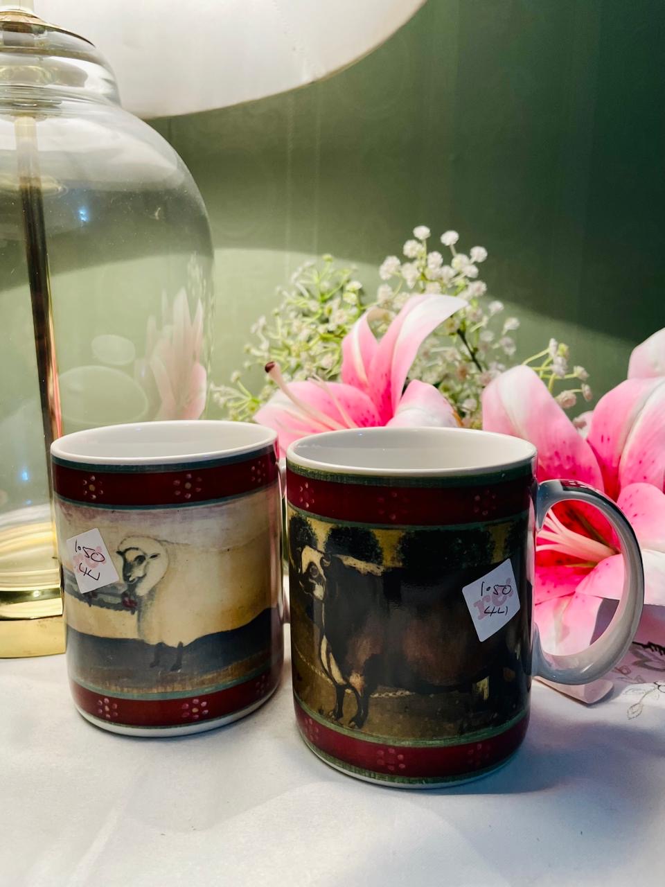 Block Country Farm Cow 2-Piece Mug Set Approx. 10 cm