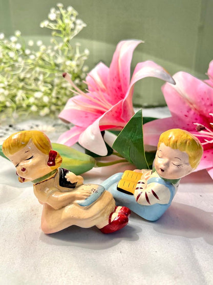 Reading Children Ceramic Figurines 2-Piece Set 10 cm