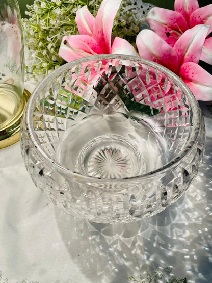 Vintage Crystal Footed Serving Bowl 6.5 in