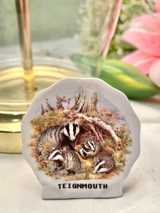 Vintage Teignmouth Badger Ceramic Ornament 3 in