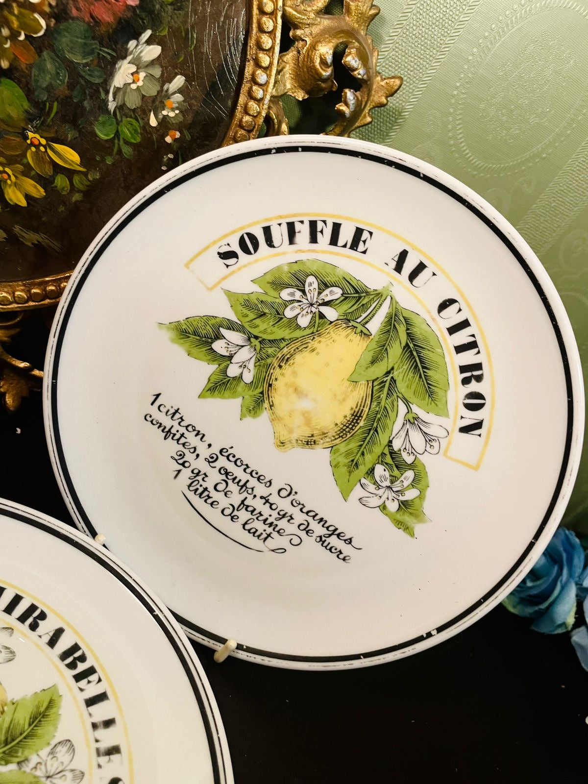 Vintage Porcelaine d’Auteuil France Lemon Dessert Plates – Set of 2