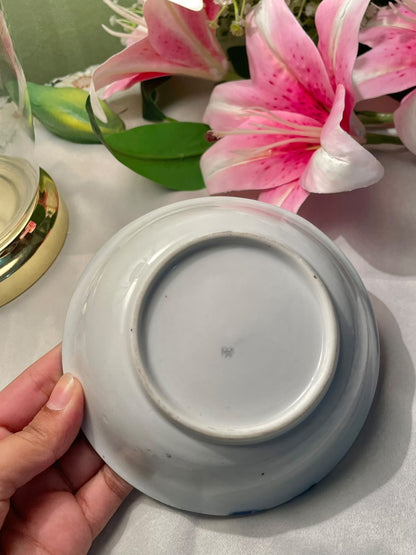 Vintage Pink Rose Floral Bowl with Navy Border Approx. 14 cm