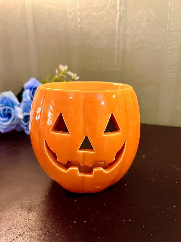Orange Ceramic Halloween Pumpkin Oil Burner | Jack O Lantern Wax Melt Holder