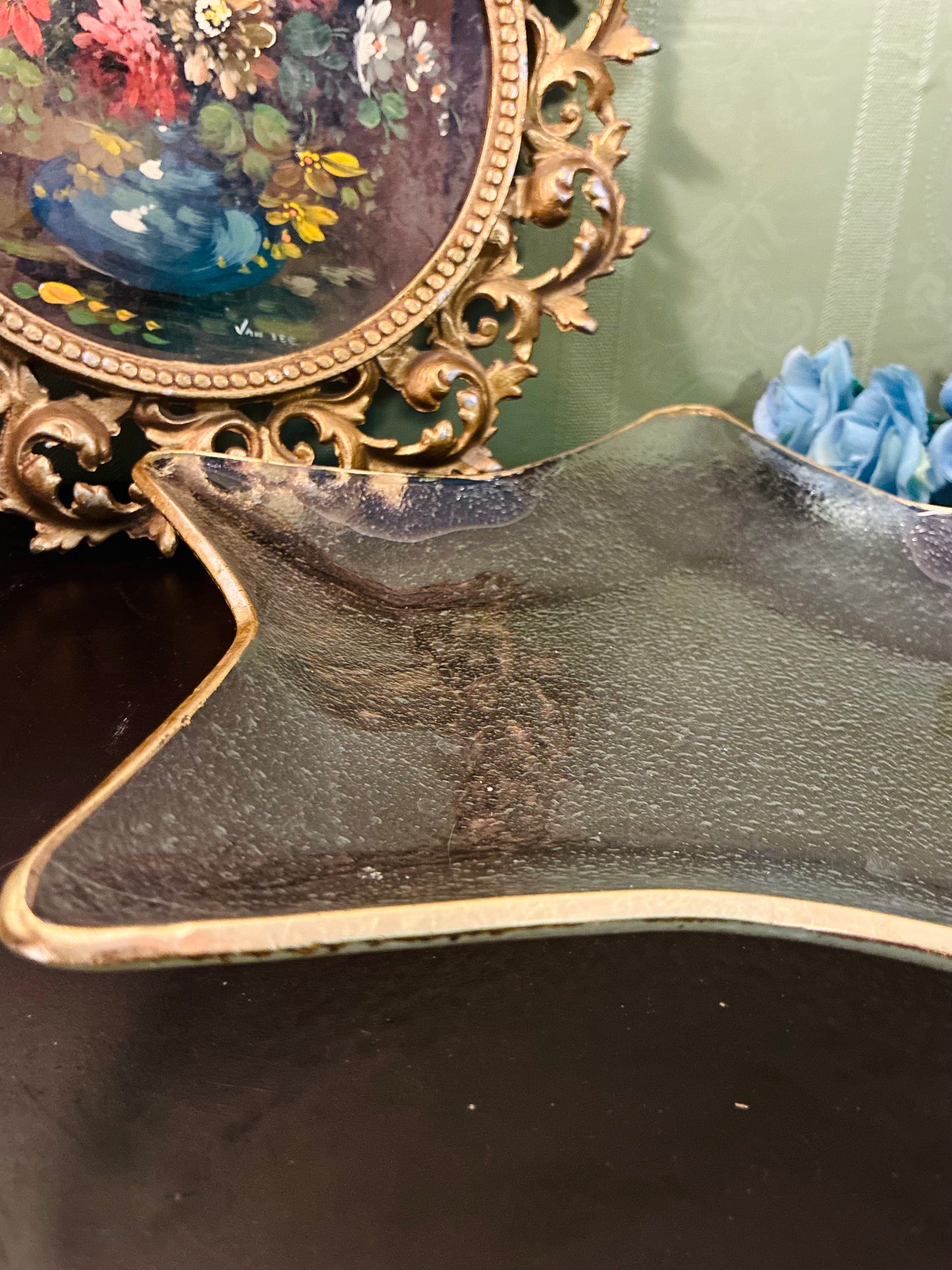 Vintage Star Shape Crystal Glass Serving Bowl
