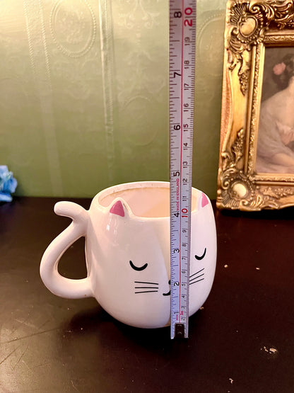 White Cat Face Ceramic Mug 4 Inch