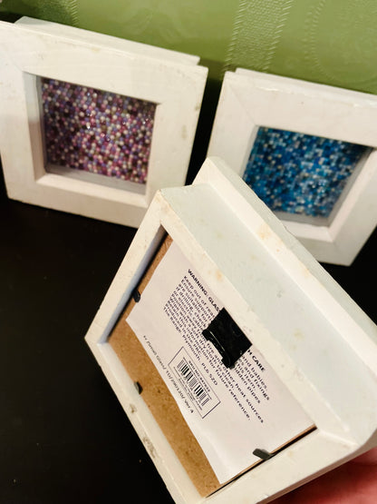Mini Mosaic Shadow Box Frames Set of 3 White