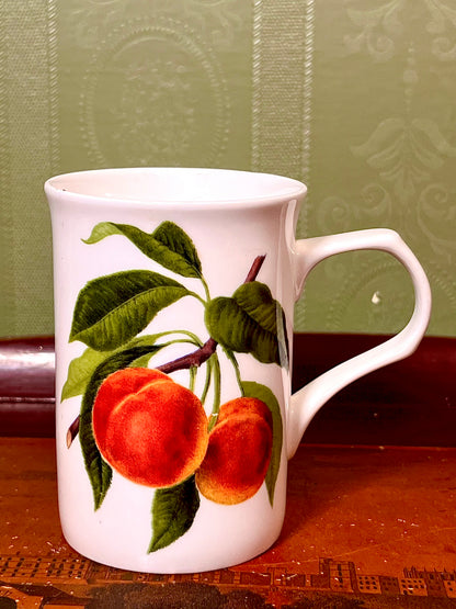 Home Peach Fruit Ceramic Mug Green Leaf Design