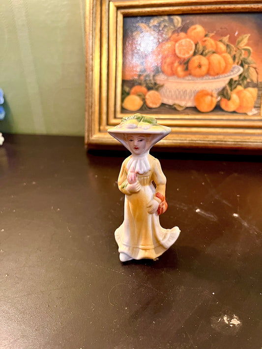 Vintage Lady Porcelain Figurine – Victorian Style Mini Ornament