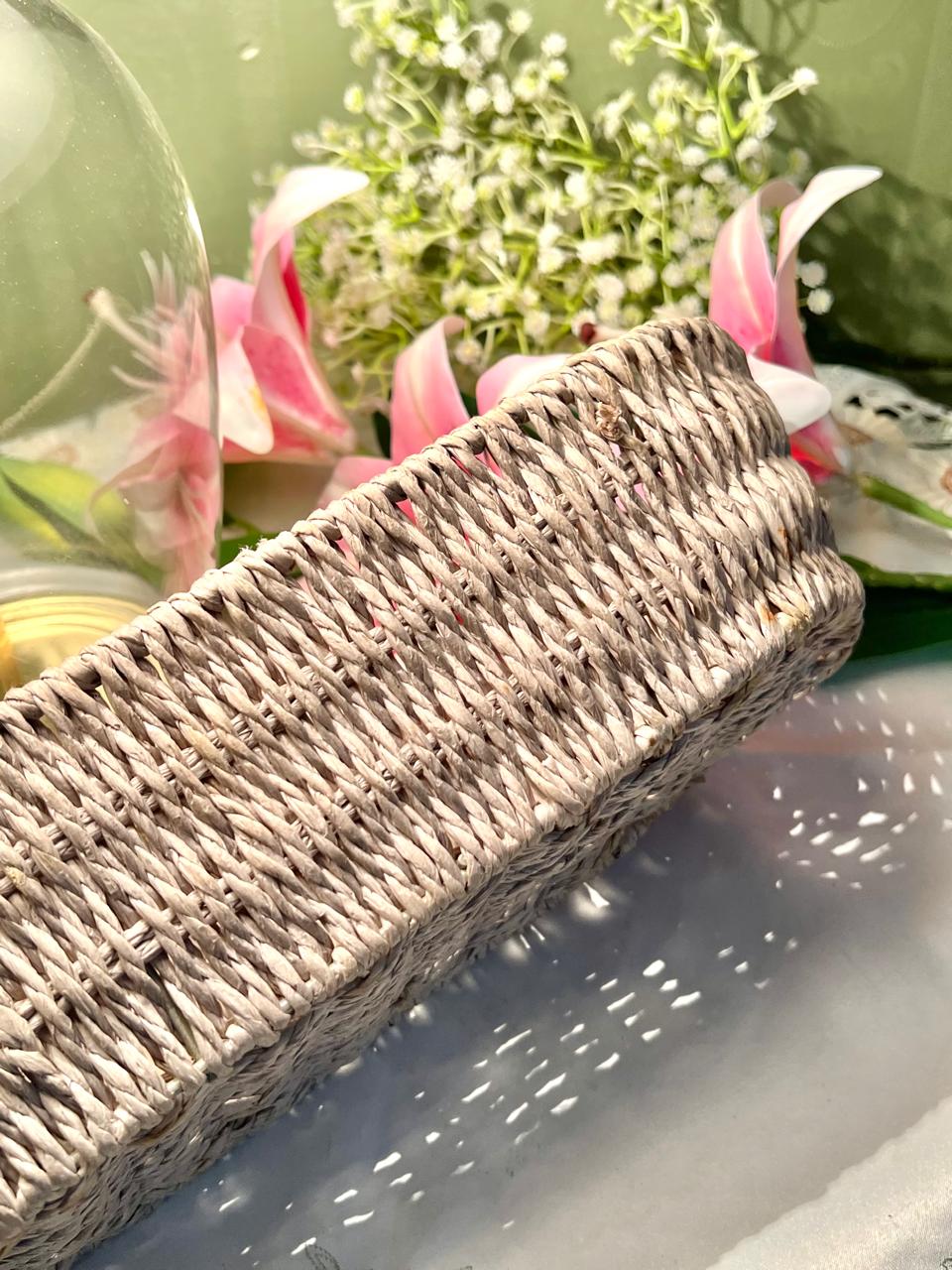 Vintage Rectangular Woven Serving Basket Approx. 31 cm