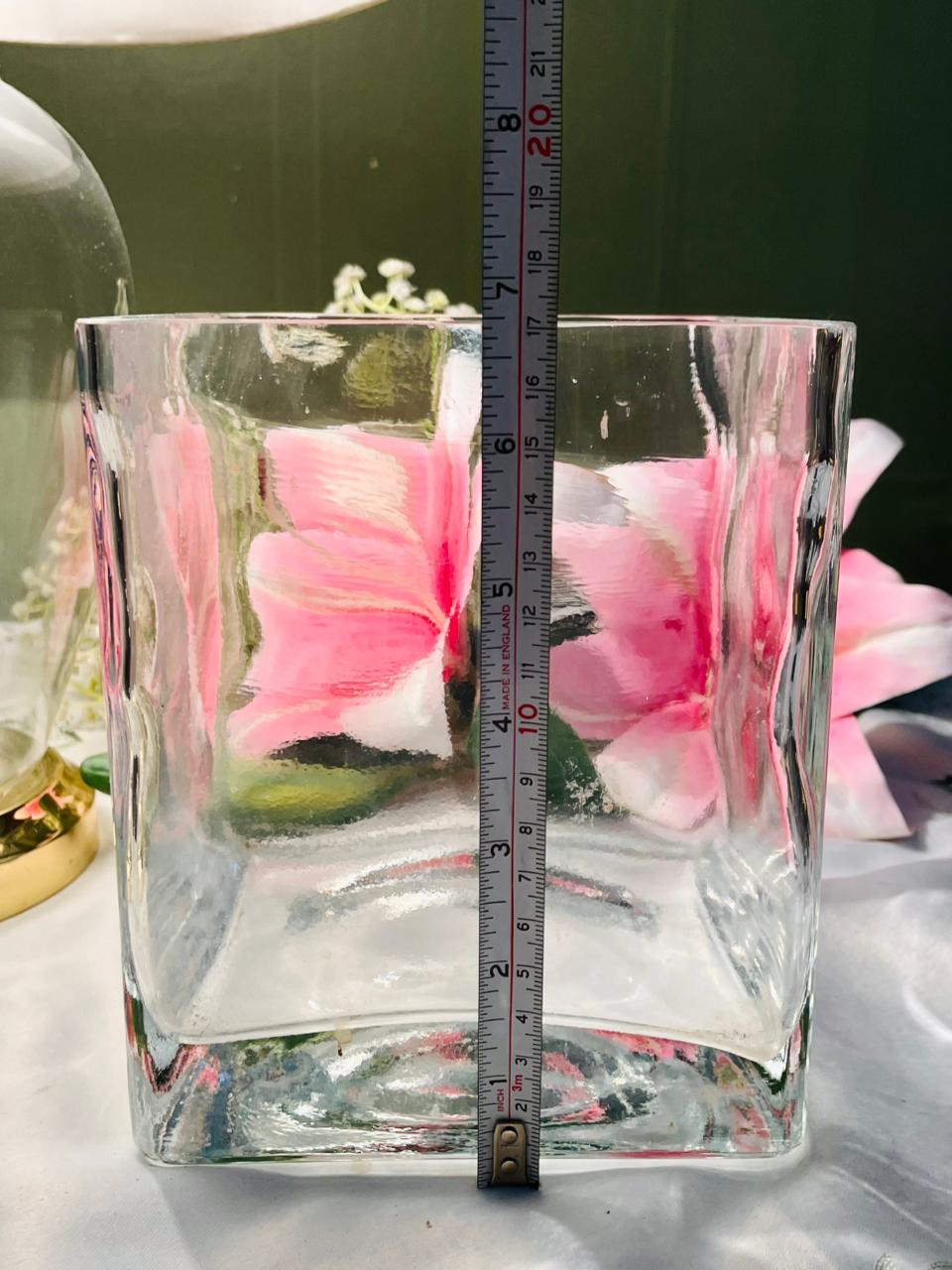 Vintage Clear Crystal Square Vase 6.5 in