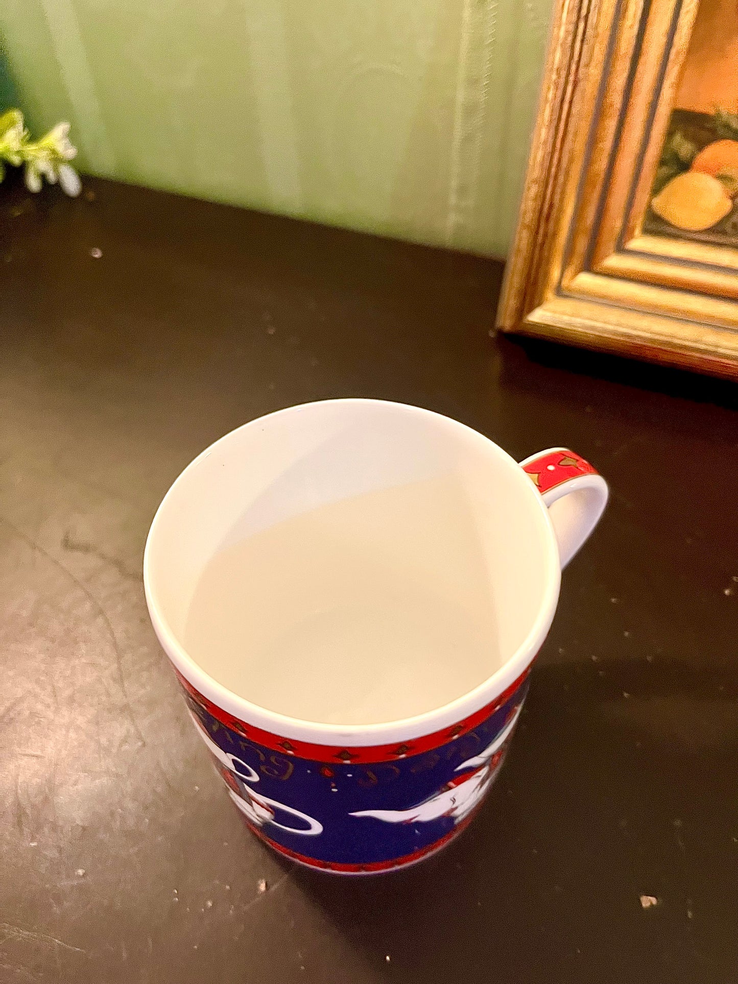 Vintage Goose Motif Ceramic Mug 10 cm Red & Blue
