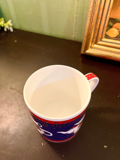 Vintage Goose Motif Ceramic Mug 10 cm Red & Blue