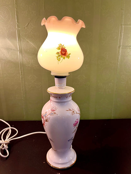 Vintage Floral Ceramic Table Lamp 16 Inch