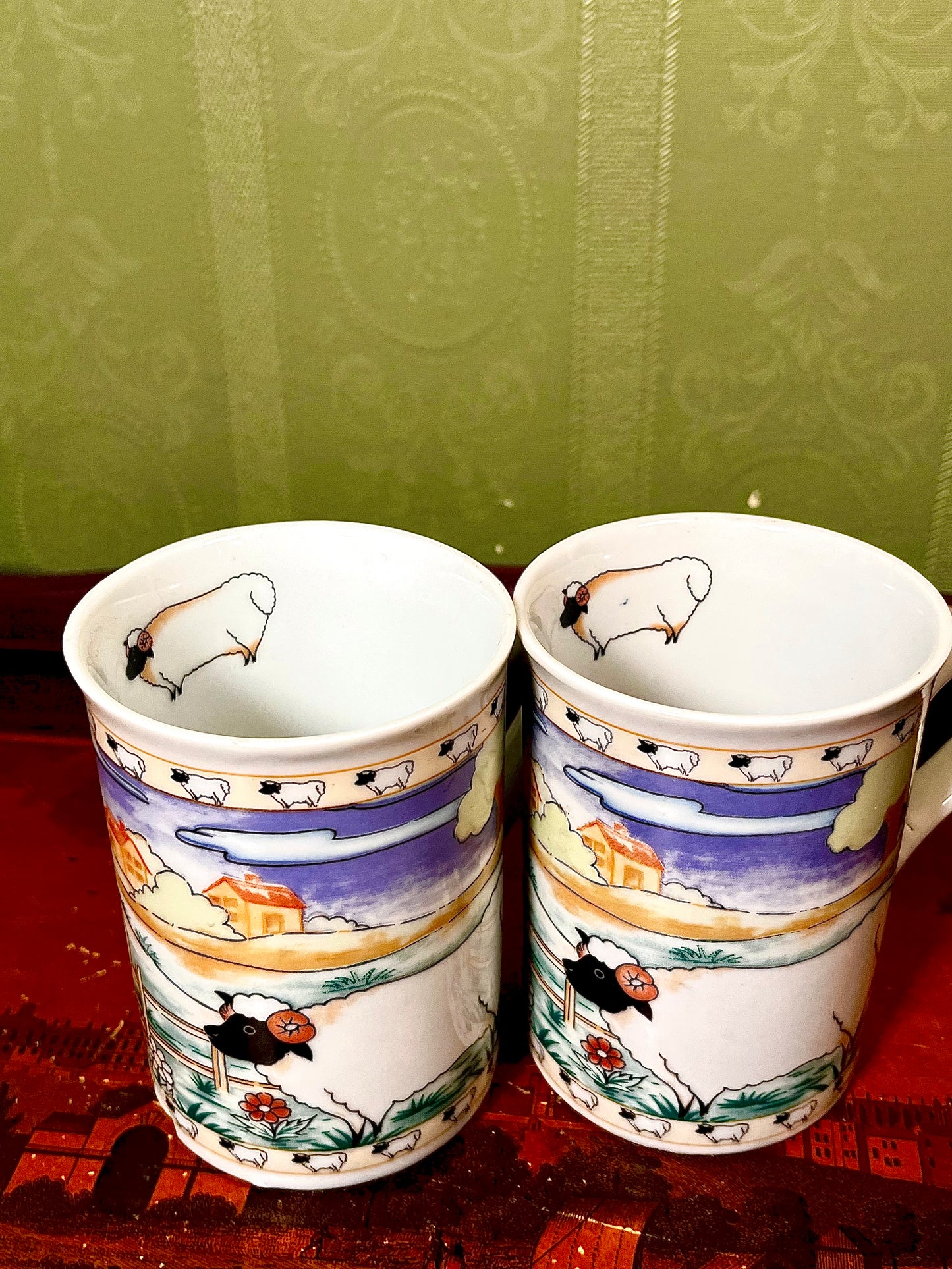 Home Sweet Home Sheep Countryside Mugs Set of 2 10cm