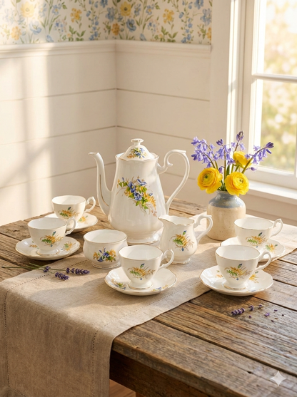 Vintage Floral Coffee Set 5 Persons Serving – England