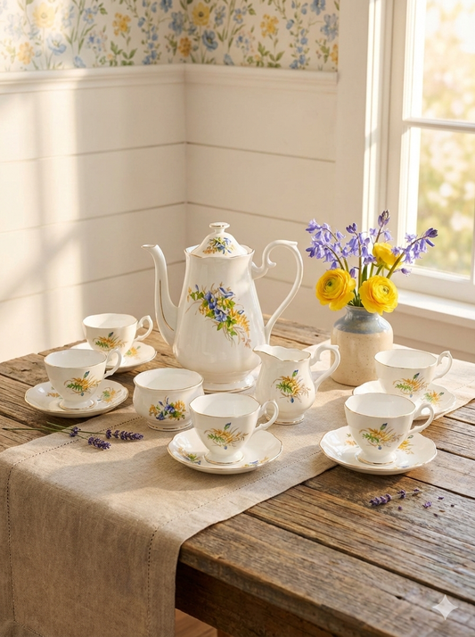 Vintage Floral Coffee Set 5 Persons Serving – England