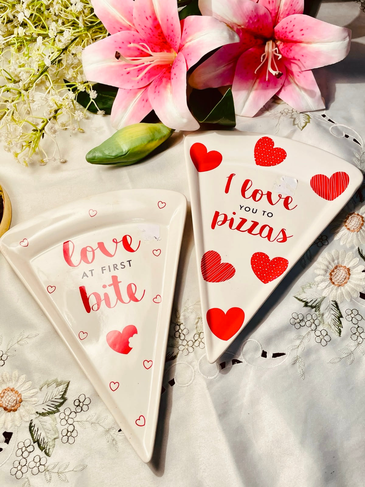 Love at First Bite Pizza Slice Serving Plate – 10" ( Each)
