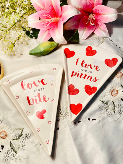 Love at First Bite Pizza Slice Serving Plate – 10" ( Each)