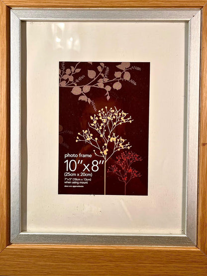 Wood-Effect Photo Frame with Silver-Tone Detail 10 x 8 in