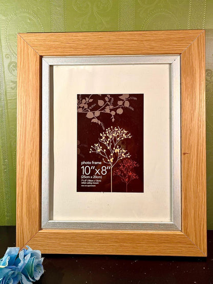 Wood-Effect Photo Frame with Silver-Tone Detail 10 x 8 in