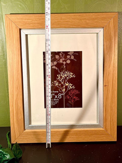 Wood-Effect Photo Frame with Silver-Tone Detail 10 x 8 in
