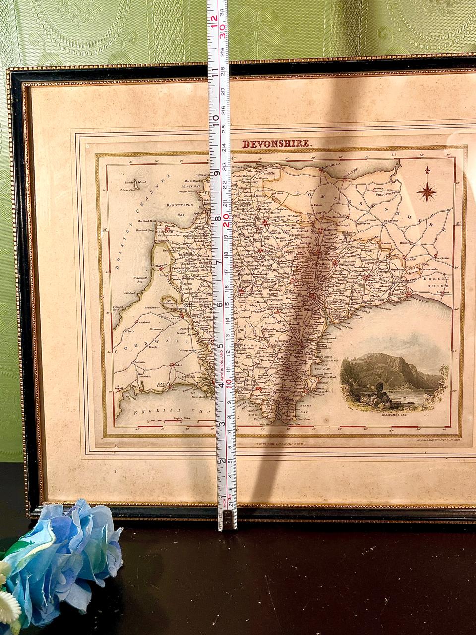 Vintage Framed Devonshire Map Print