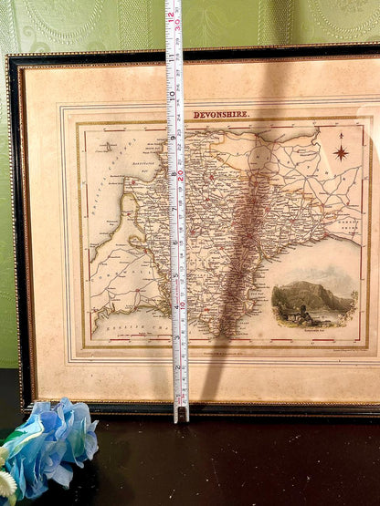 Vintage Framed Devonshire Map Print