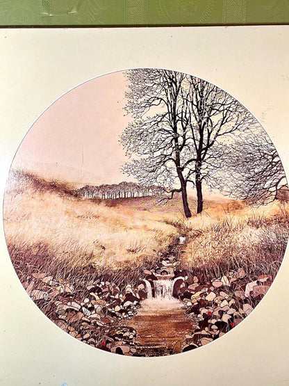 Vintage Framed Countryside Stream Plaque 15 in