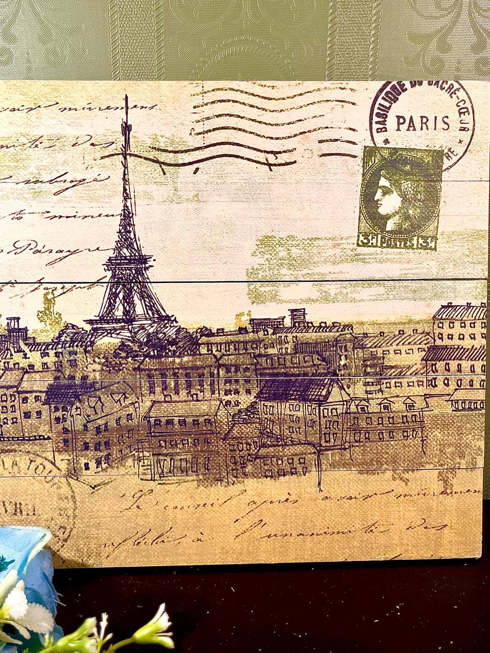Vintage Paris Eiffel Tower Wooden Wall Art
