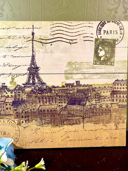 Vintage Paris Eiffel Tower Wooden Wall Art
