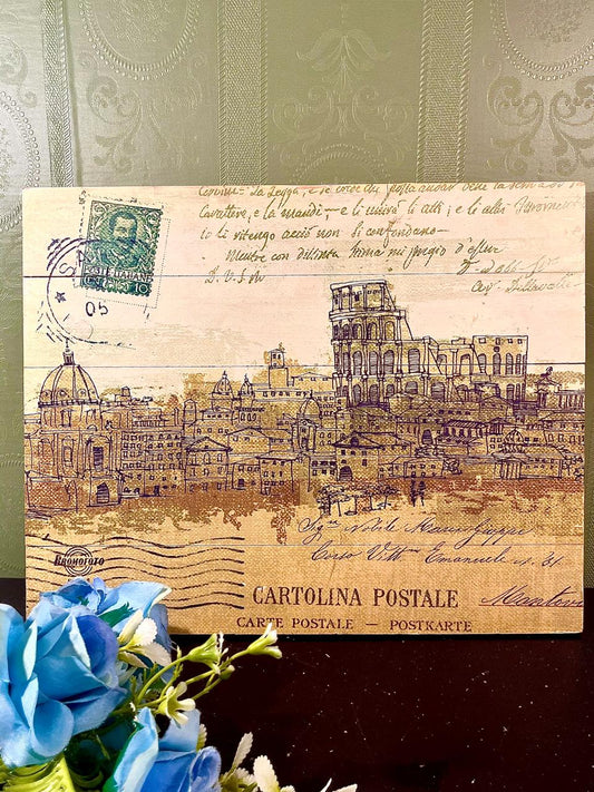 Vero Rome Colosseum Postcard Wooden Wall Art