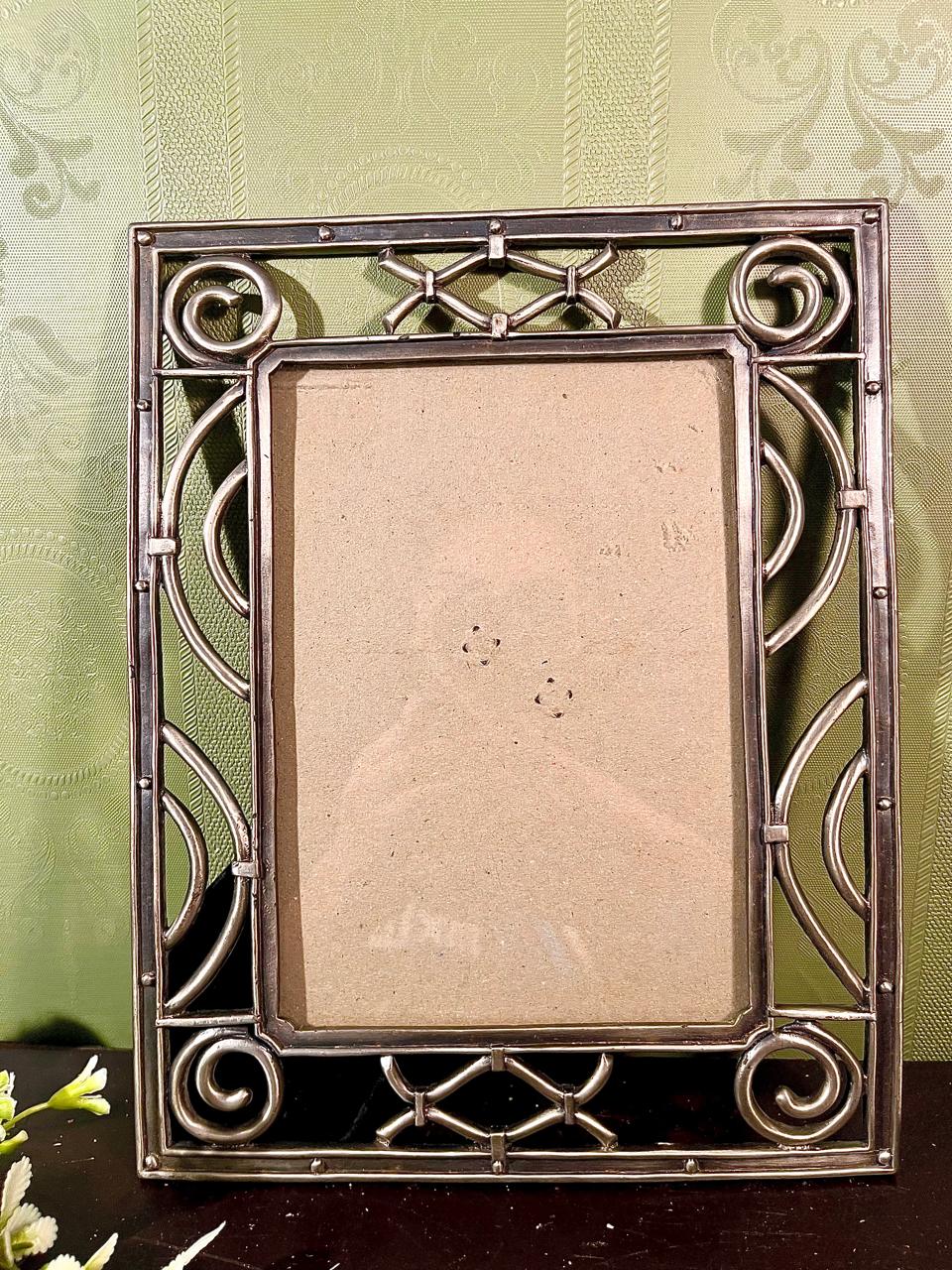 Ornate Silver-Tone Metal Photo Frame 9 in