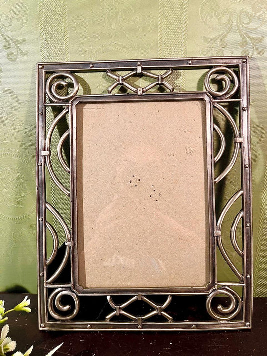 Ornate Silver-Tone Metal Photo Frame 9 in