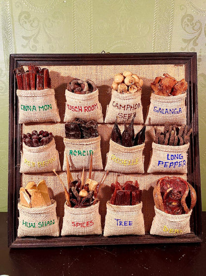 Rustic Spice Herb Wall Art Shadow Box Stoneware 9 in