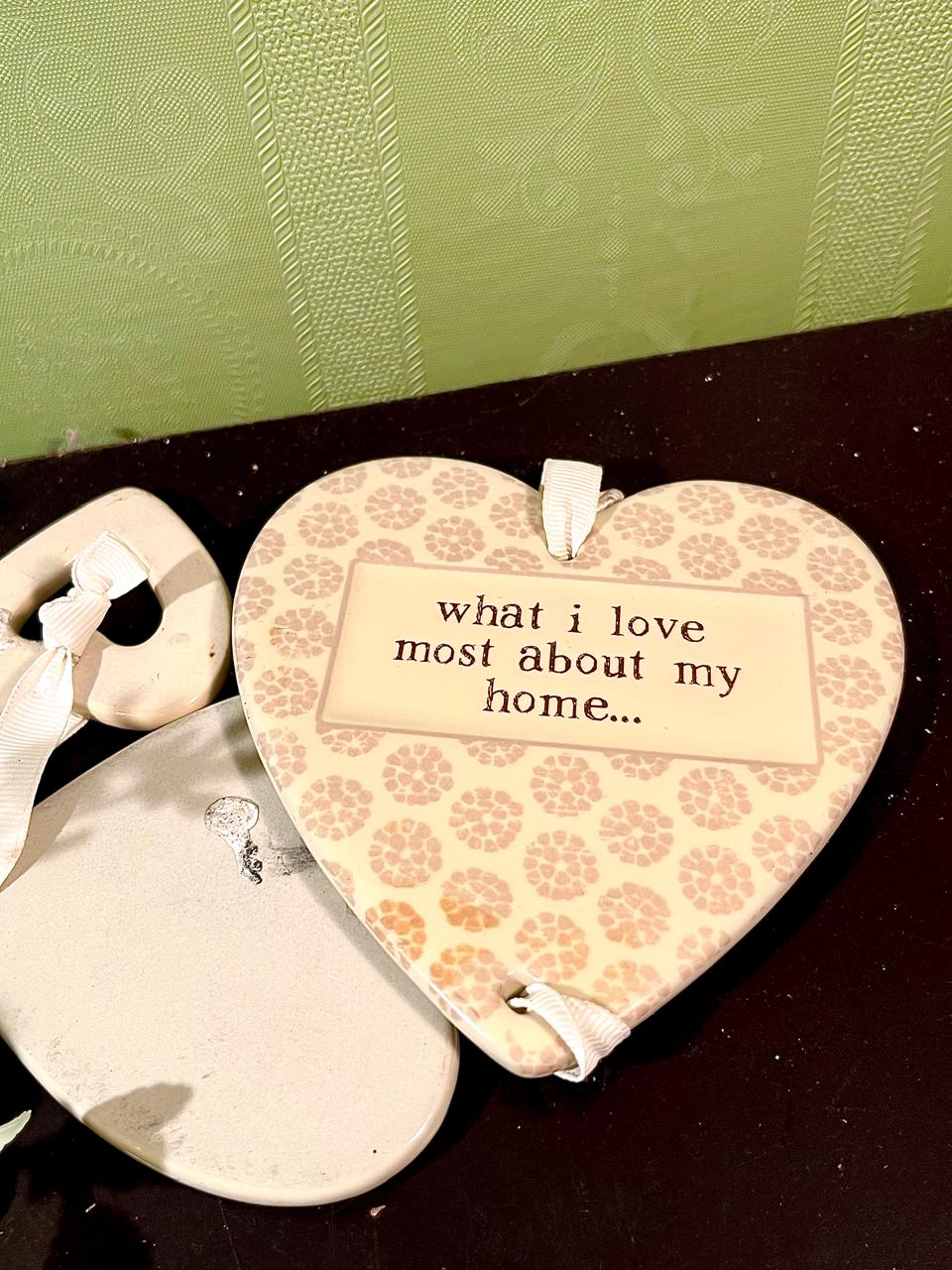 Pink Heart Home Quote Hanging Wall Plaque 6 in