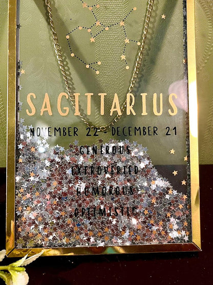 Sagittarius Zodiac Glitter Shadow Box Frame 8 in