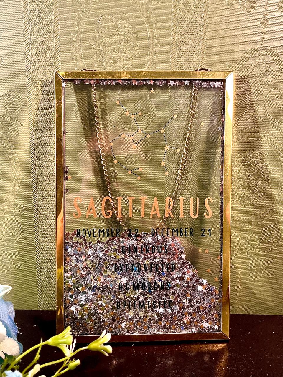 Sagittarius Zodiac Glitter Shadow Box Frame 8 in