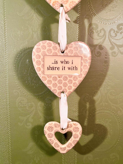 Pink Heart Home Quote Hanging Wall Plaque 6 in