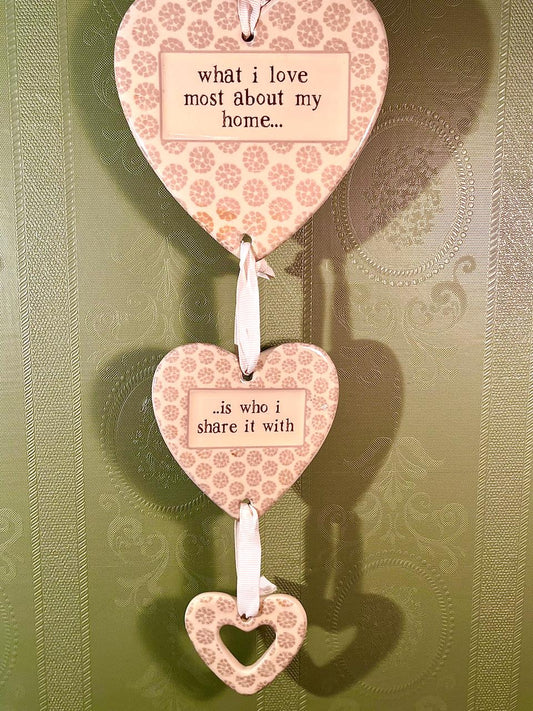 Pink Heart Home Quote Hanging Wall Plaque 6 in