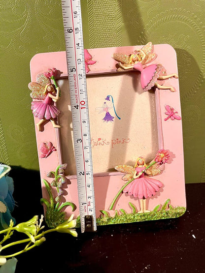 Pink Fairy Photo Frame with Glitter Accents 6 in