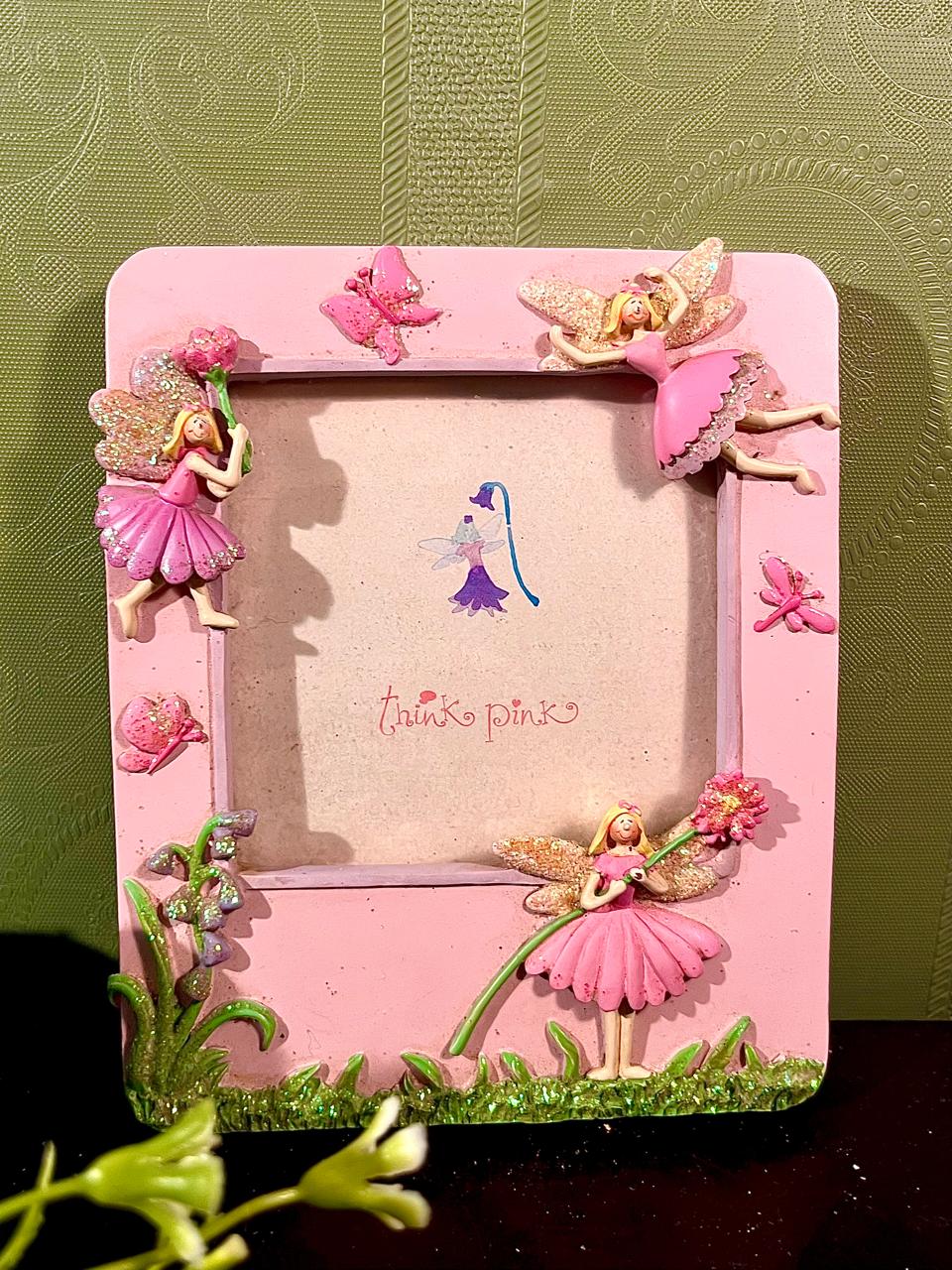 Pink Fairy Photo Frame with Glitter Accents 6 in
